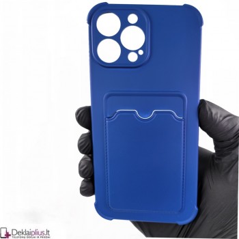 Anti-Shock dėklas su kišenėle - mėlynas (Apple Iphone 13 Pro Max)